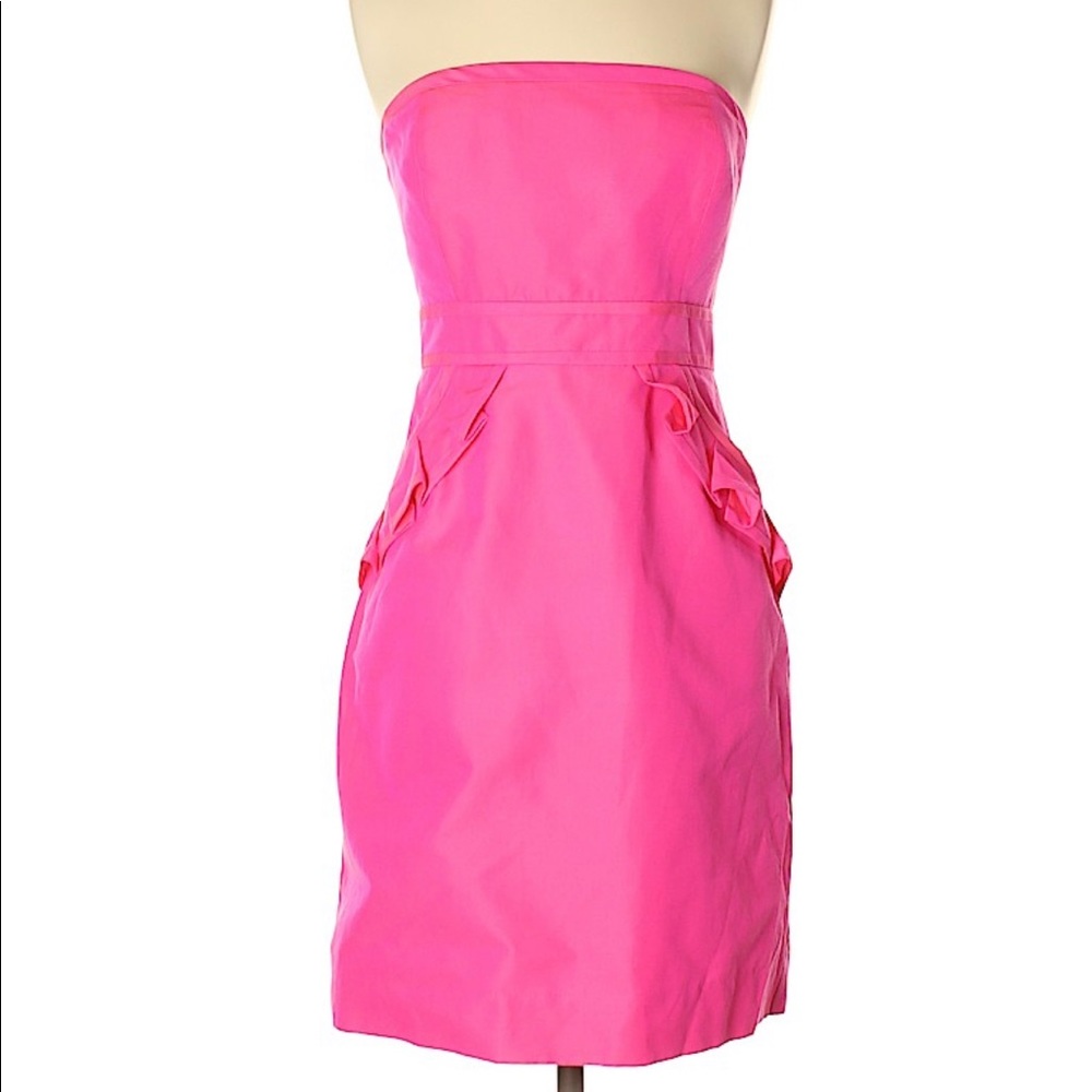 Hot pink J Crew pink strapless dress